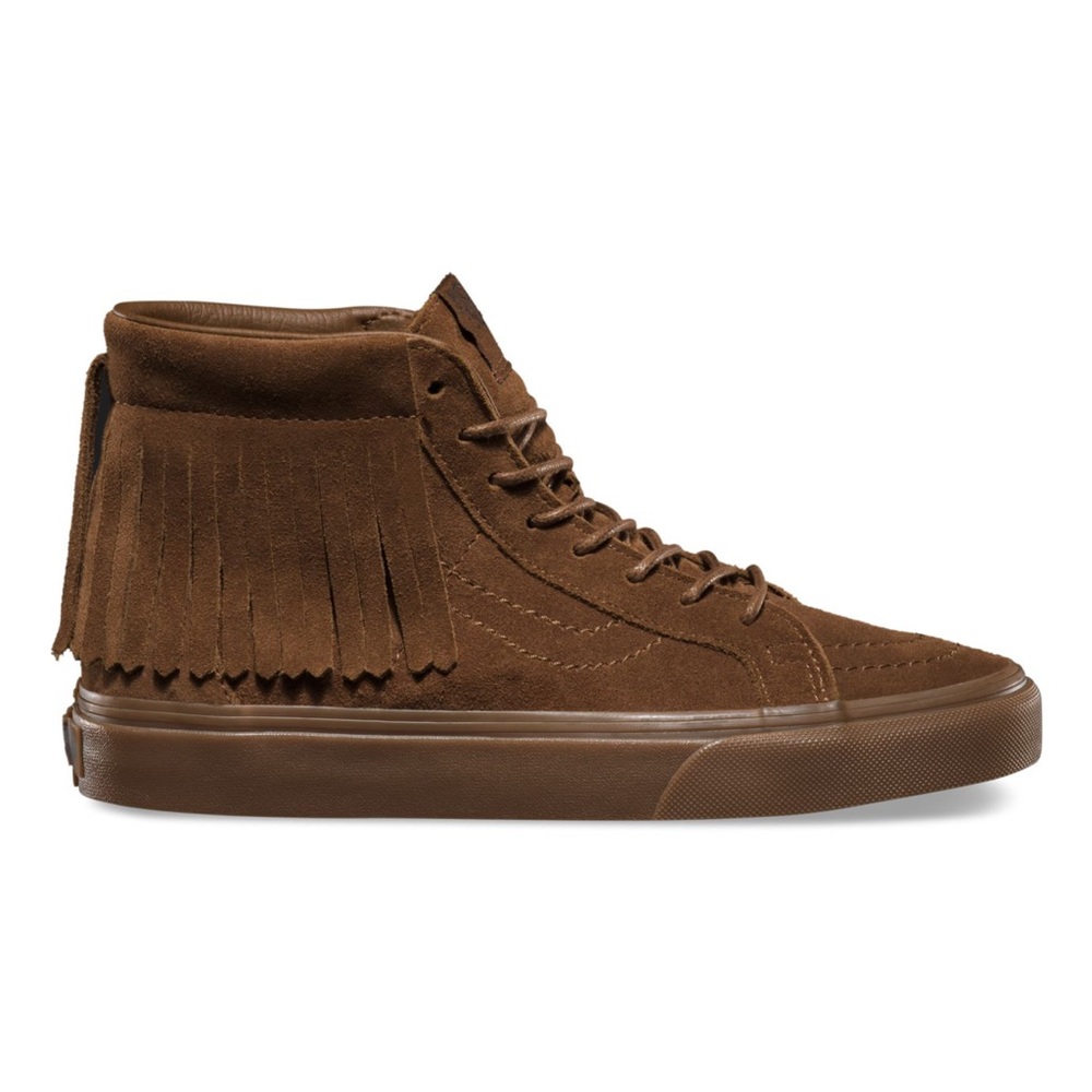 Brown / Cognac Suede Vans High top fringe